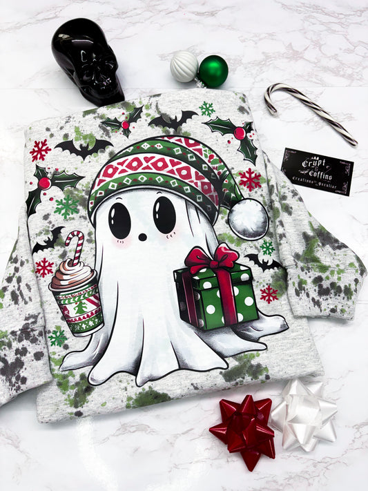 Green Beanie Ghostie | Green + Coal Speckled Ash Sweater
