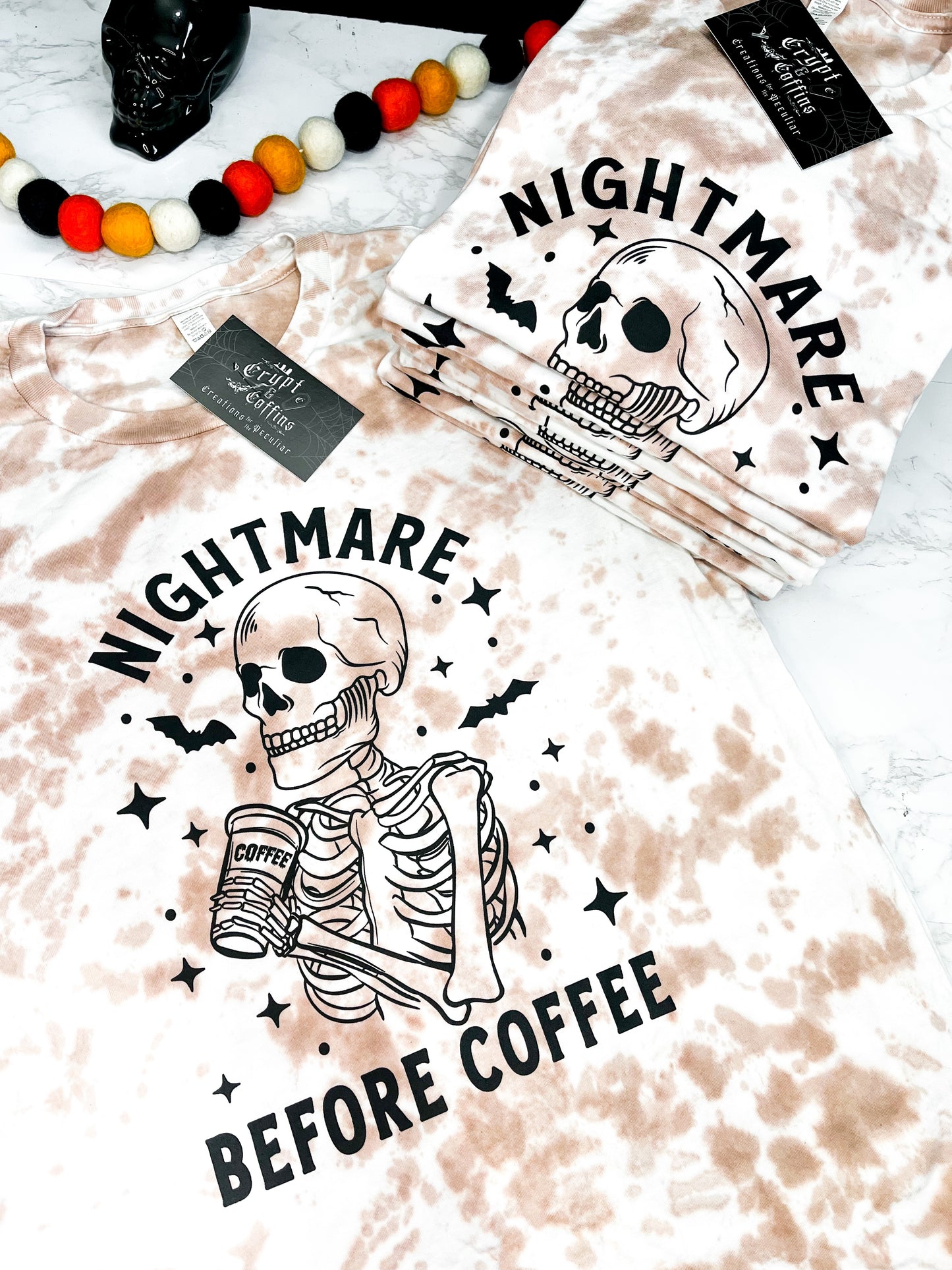 Nightmare Before Coffee | Latte Tie Dye T-Shirt