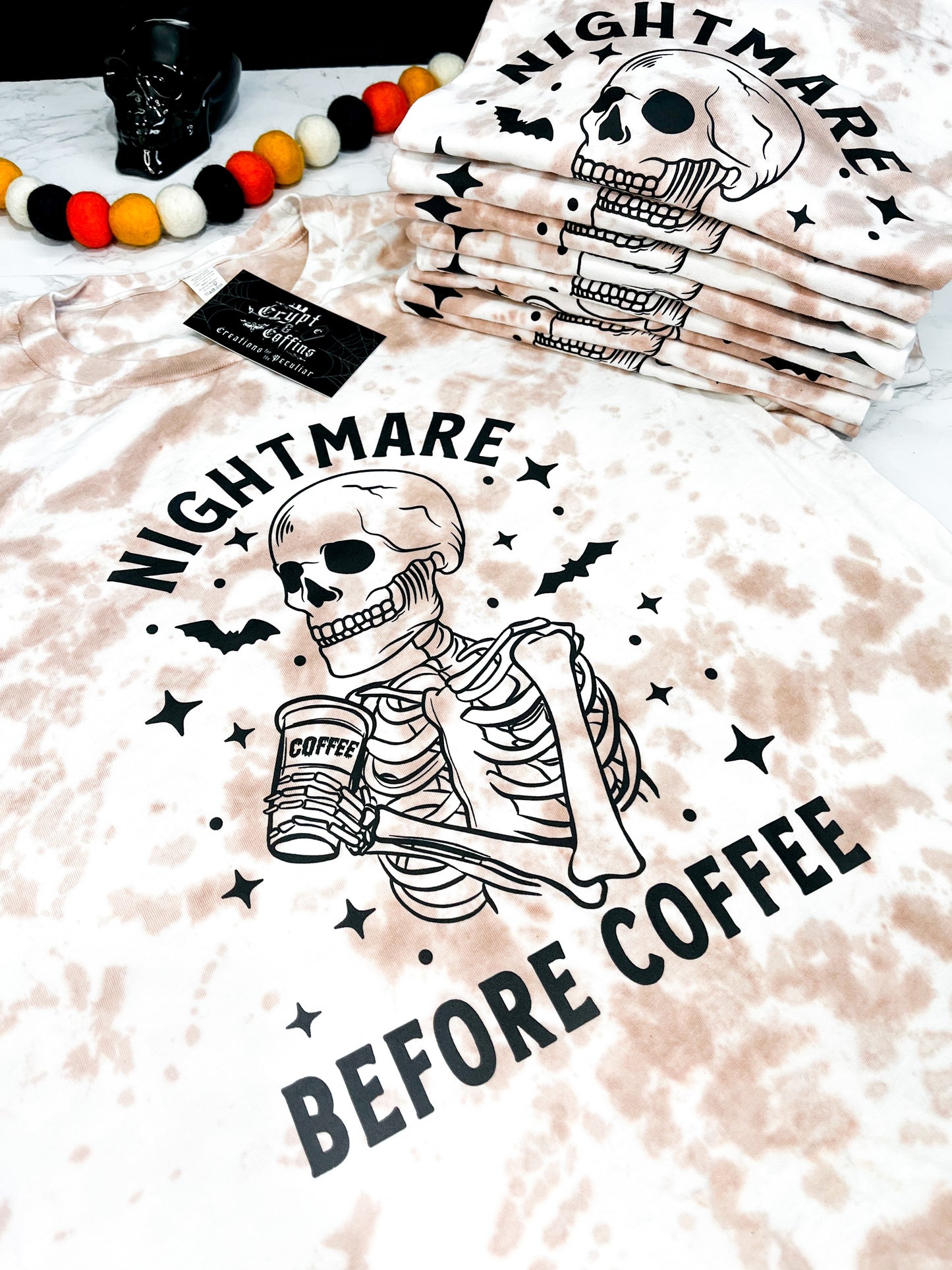 Nightmare Before Coffee | Latte Tie Dye T-Shirt
