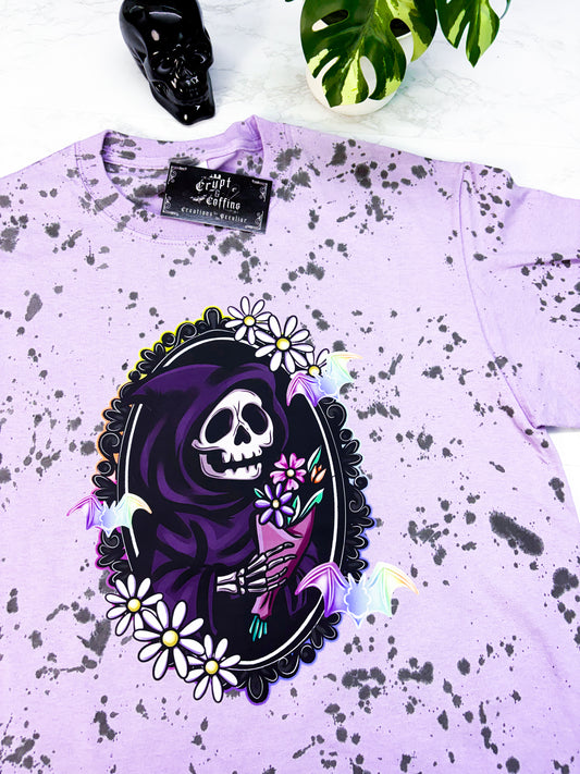 Grim Tulips | Black Speckled Lavender T-Shirt