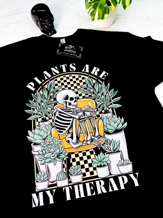 Plants are my Therapy | Black Sweater or T-Shirt