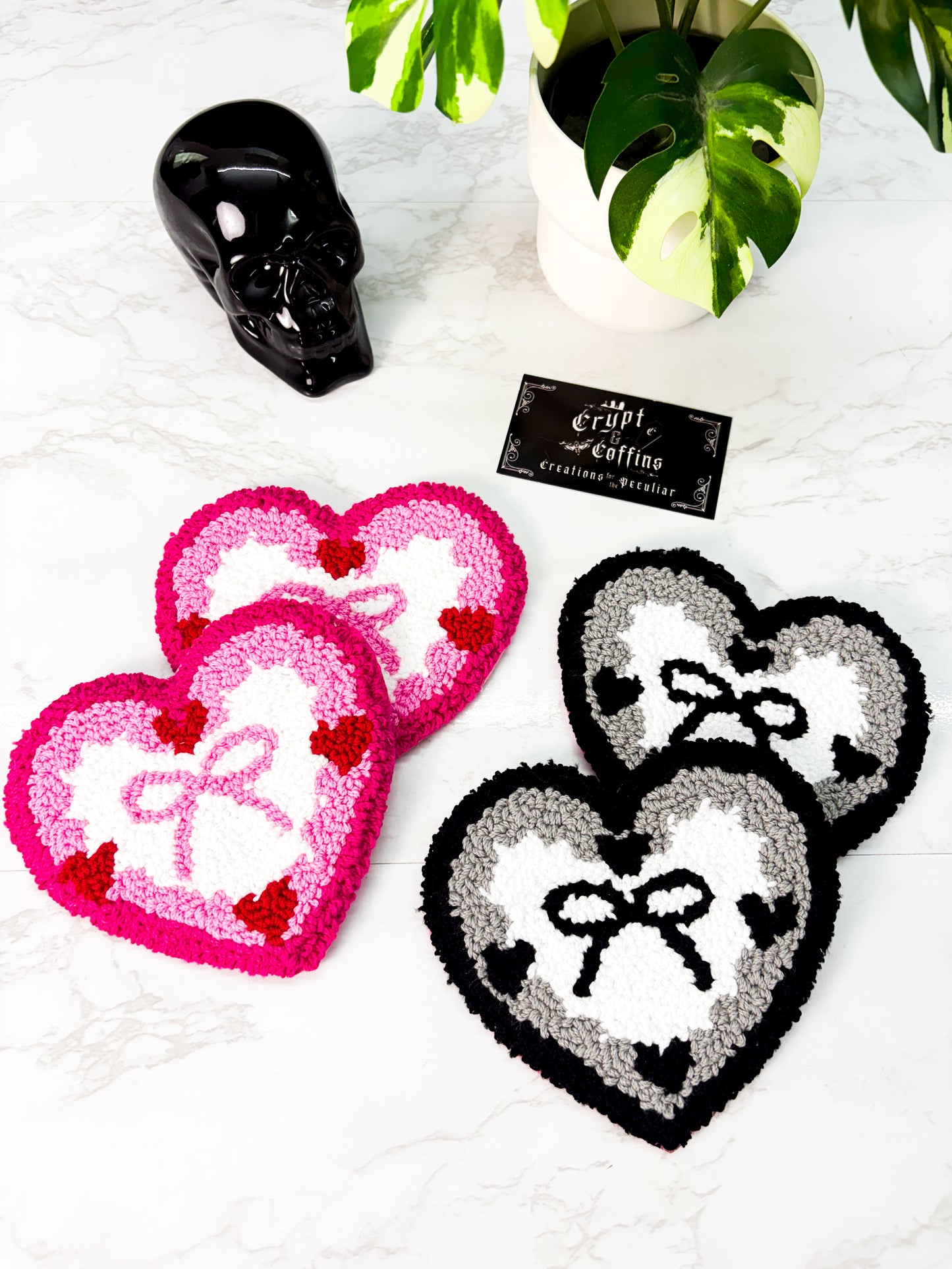 Hearts | Hand Tuft Mug Rug