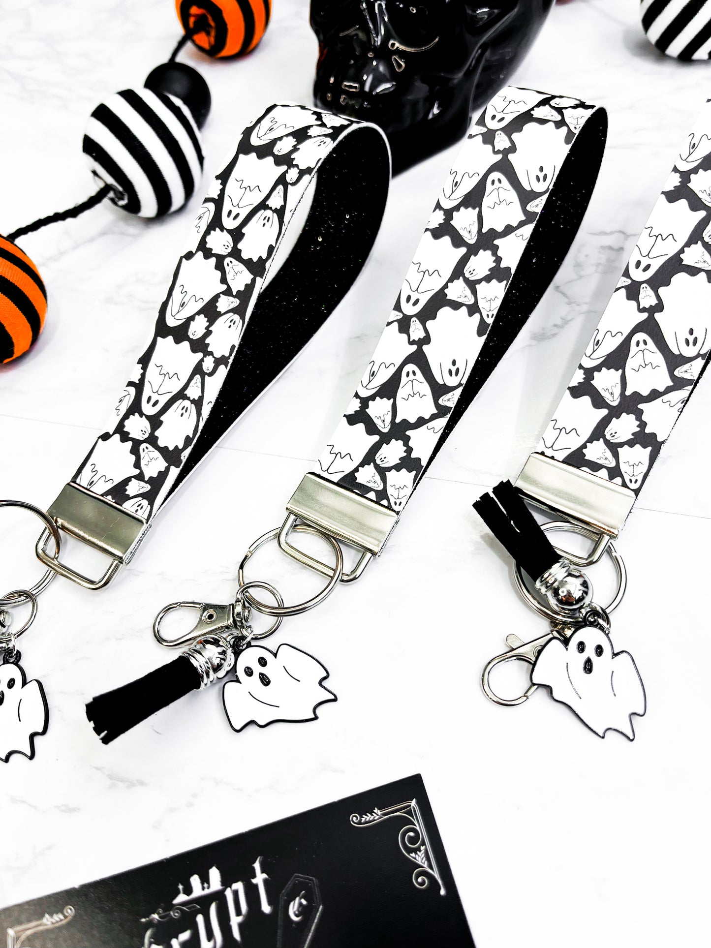 Flying Ghosts | Faux Leather Keychain Wristlet