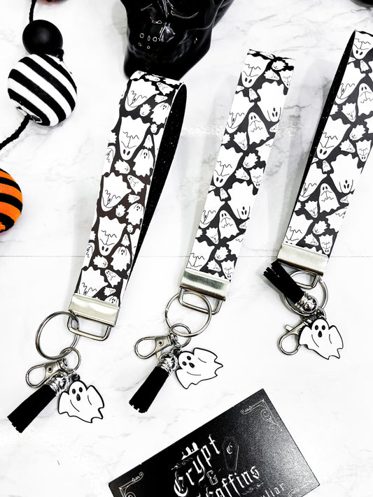 Flying Ghosts | Faux Leather Keychain Wristlet