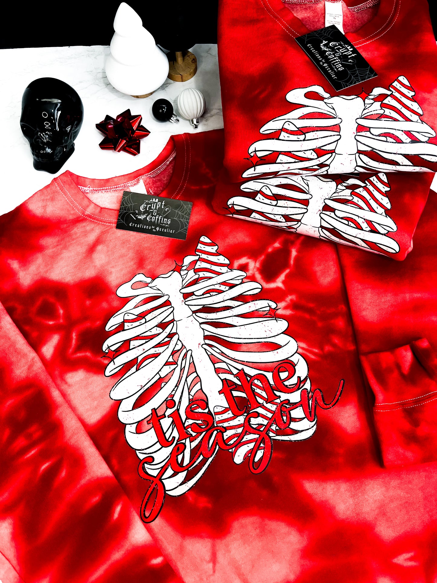 Tis the Season | Candy Cane Tie Dye Crewneck Sweater