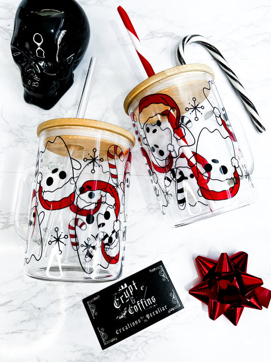 Santa Chubby Ghosties | 15 oz. Hot + Cold Glass Mug
