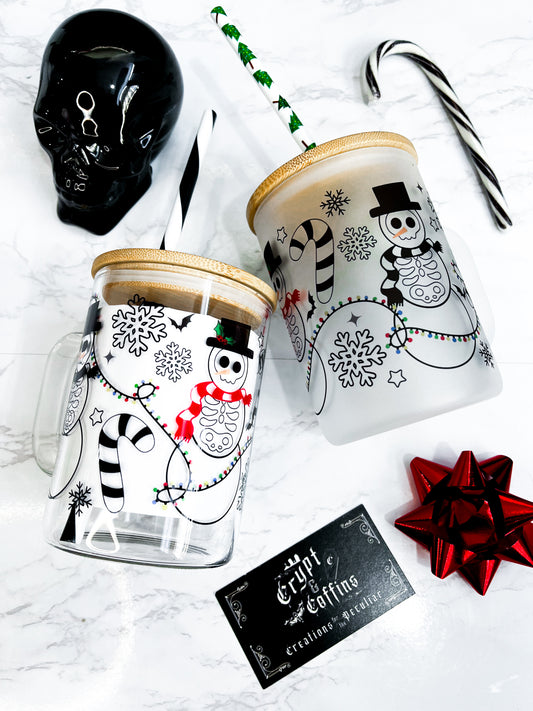 Snow-Skellie Snowflakes | 15 oz. Hot + Cold Glass Mug