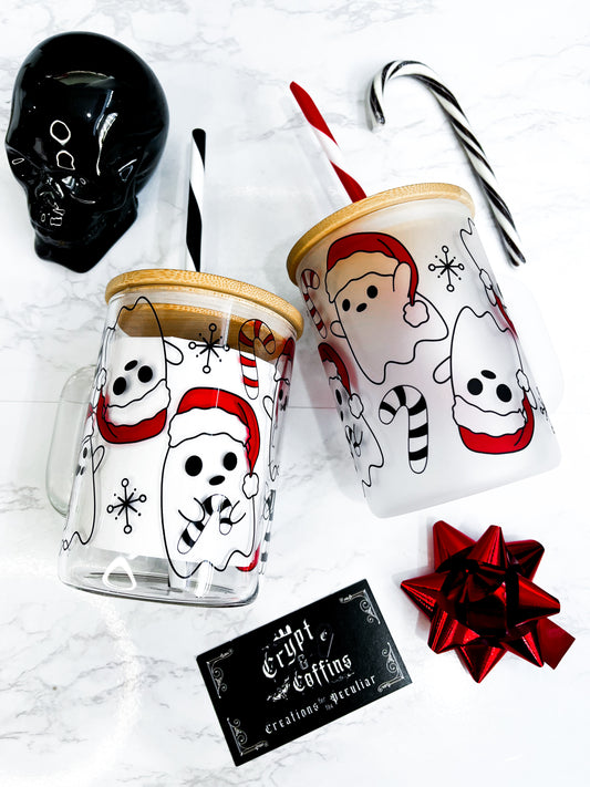 Santa Chubby Ghosties | 15 oz. Hot + Cold Glass Mug