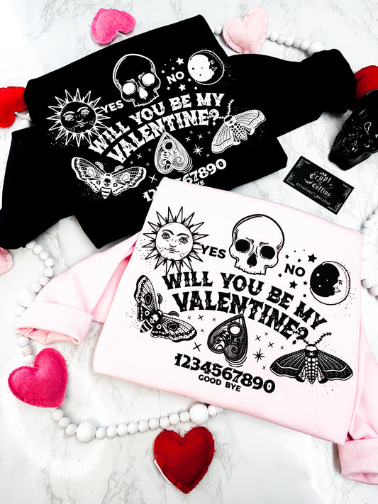 Ouija Be My Valentine? | Black / Pink Crewneck Sweater