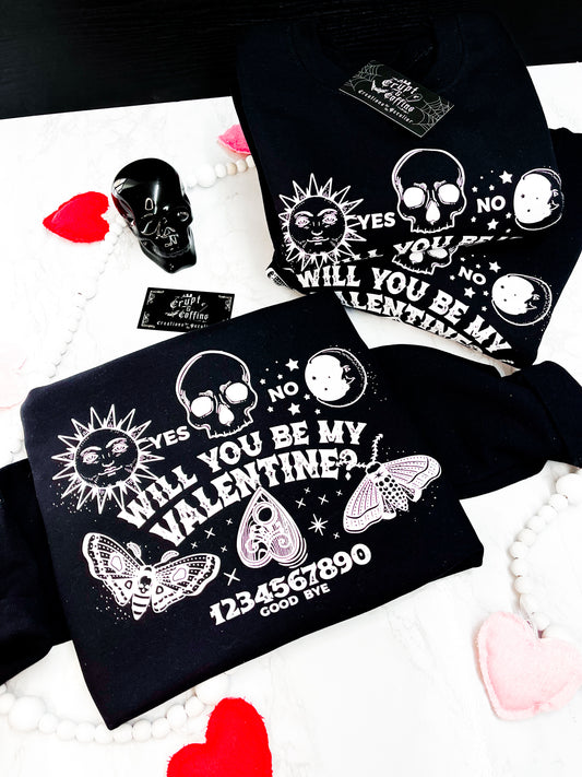 Ouija Be My Valentine? | Black / Pink Crewneck Sweater