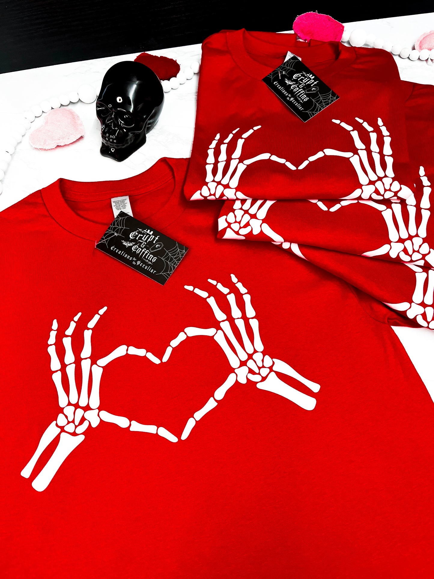 Skellie Heart Hands | Red T-Shirt