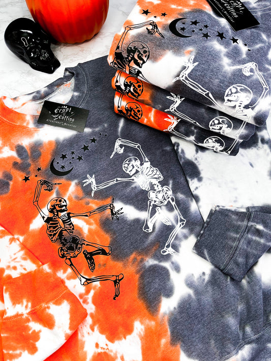 Skellie Duo | Pumpkin + Ash Split Tie Dye Crewneck Sweater