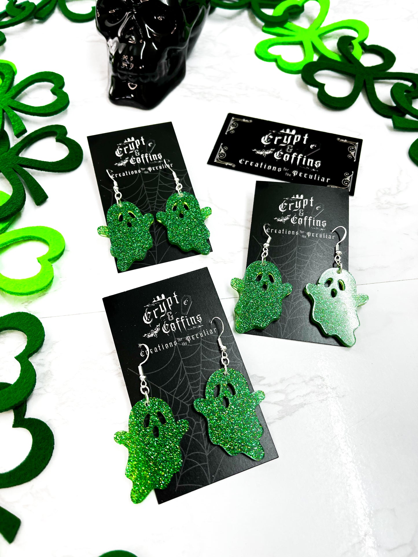 Lucky Green Ghosties | Dangle Earrings