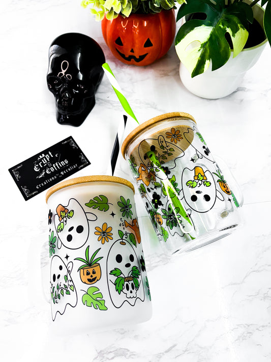 Botanical Chubby Ghosties | 15 oz. Hot + Cold Glass Mug