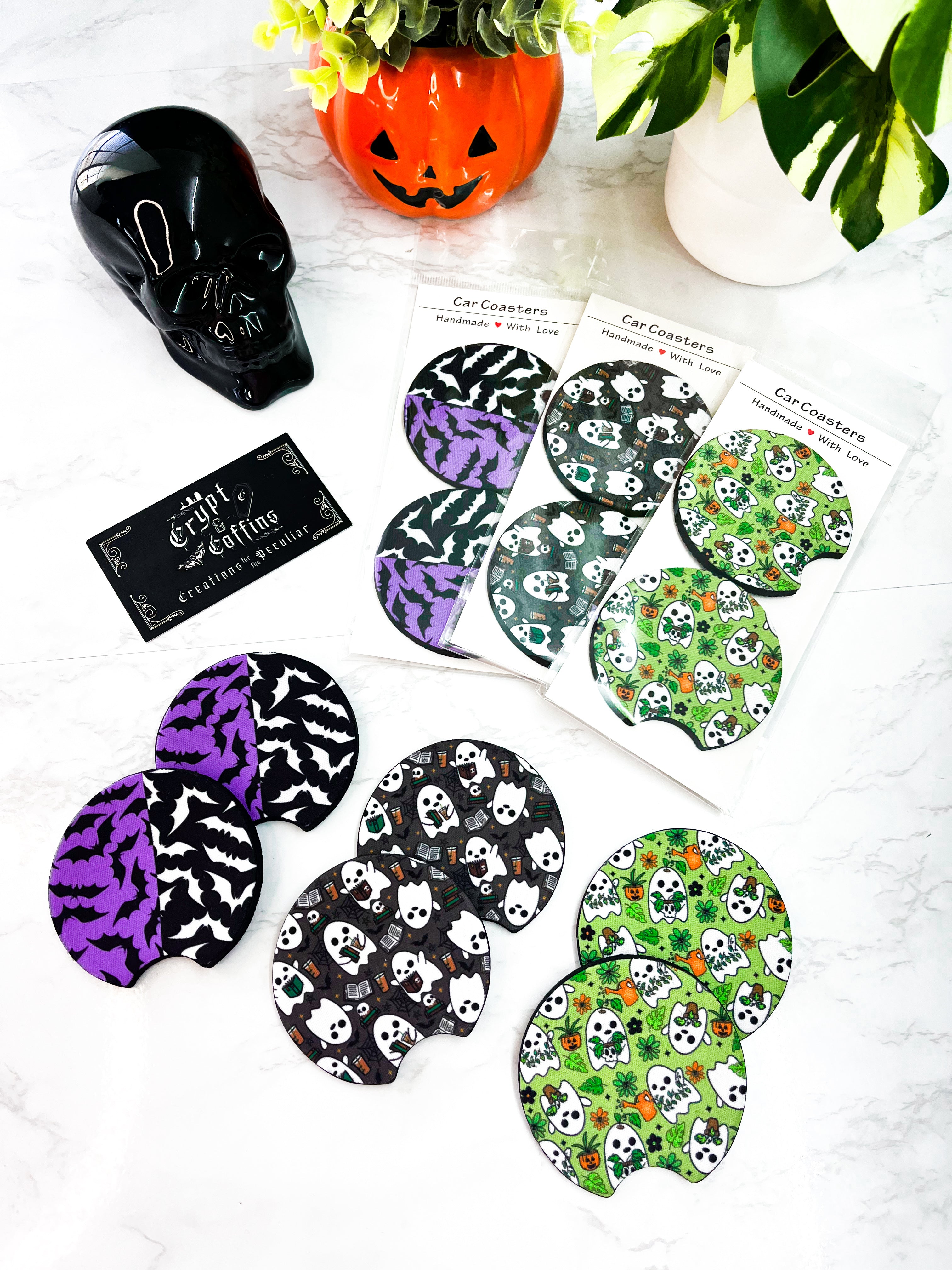 Springoween - Hand Pressed Car Coasters – Crypt and Coffins
