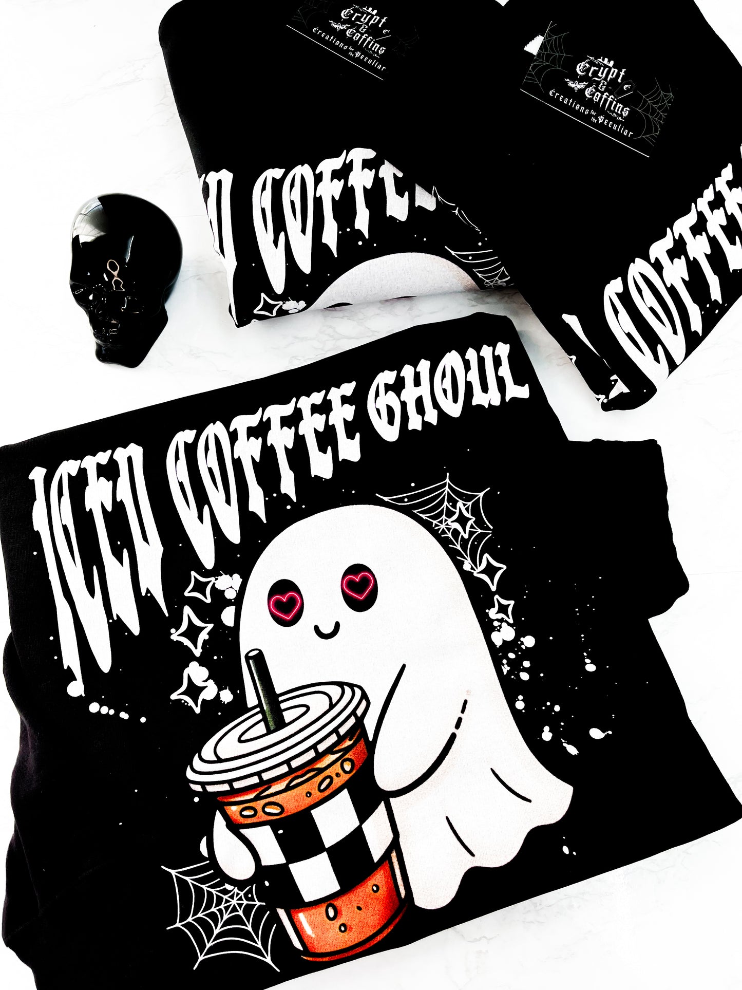 Iced Coffee Ghoul | Black Crewneck Sweater