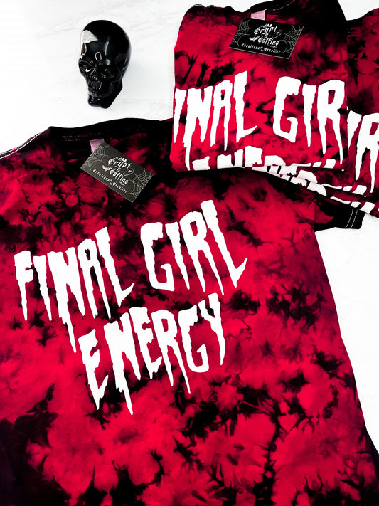 Final Girl Energy | Black + Red Tie Dye T-Shirt