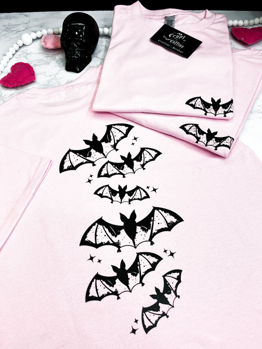 Bat Spine | Double Sided - Light Pink T-Shirt