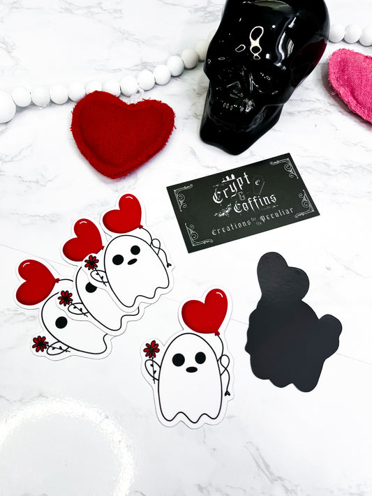 Chubby Ghostie + Heart Balloon | Refrigerator Magnet