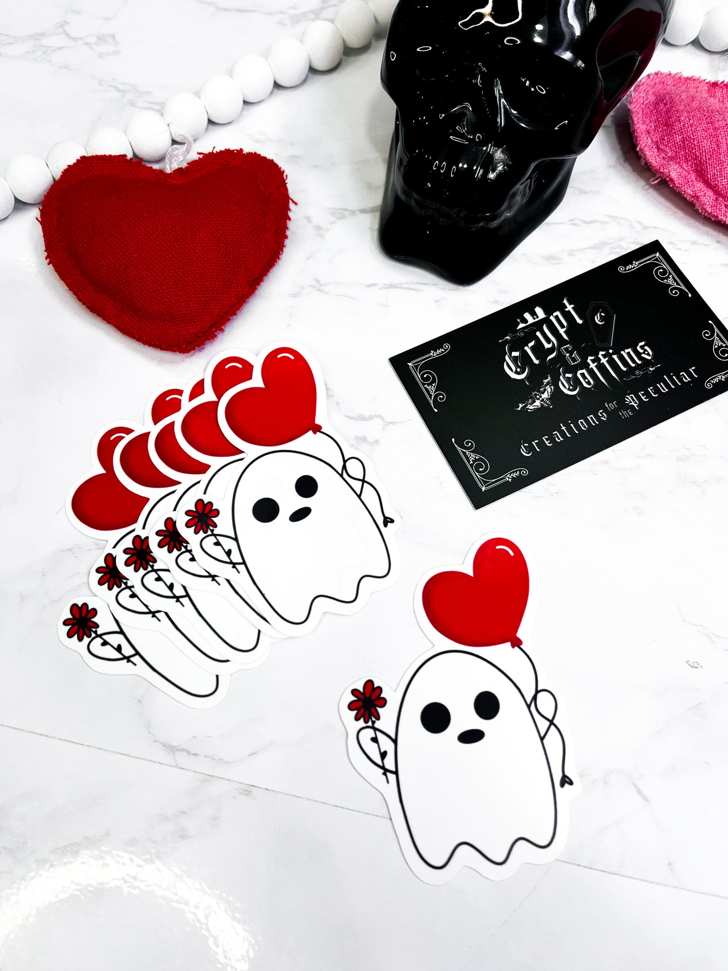 Chubby Ghostie + Heart Balloon | Valloween Stickers