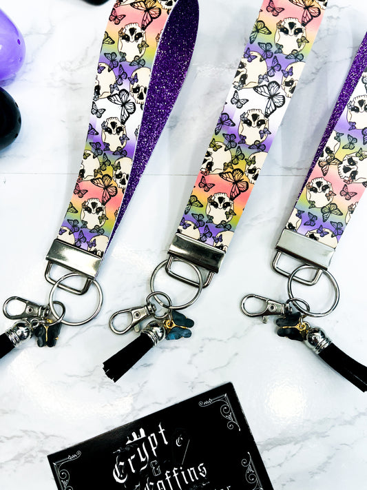 Butterfly Skellies | Faux Leather Keychain Wristlet