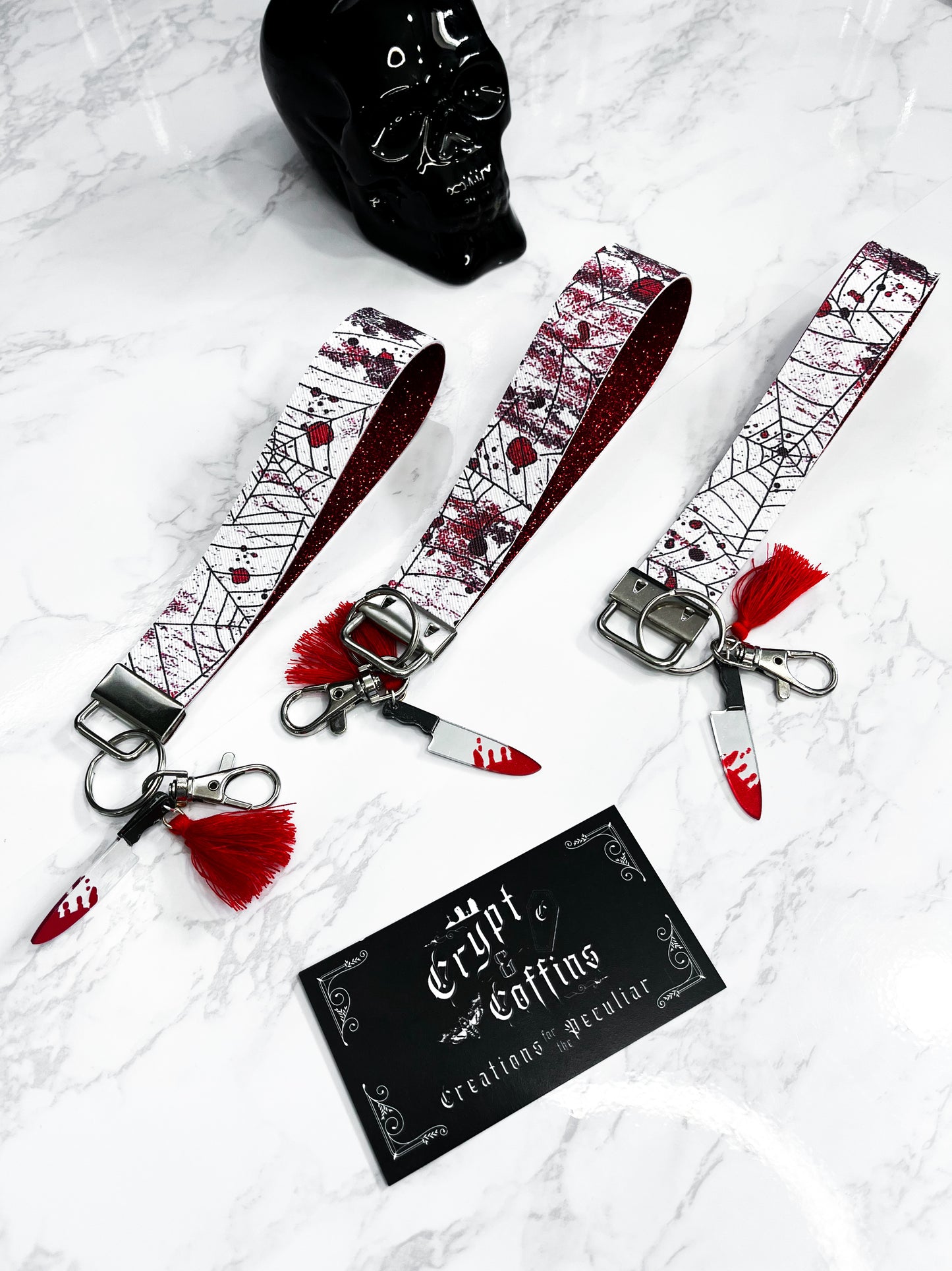 Webs + Blood Spatters | Faux Leather Keychain Wristlet