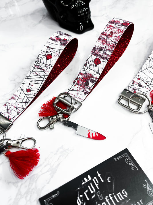 Webs + Blood Spatters | Faux Leather Keychain Wristlet