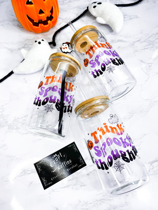 Think Spooky Thoughts | 16 oz. Hot + Cold Glass Cup