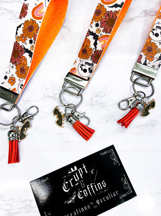 Retro Skulls | Faux Leather Keychain Wristlet