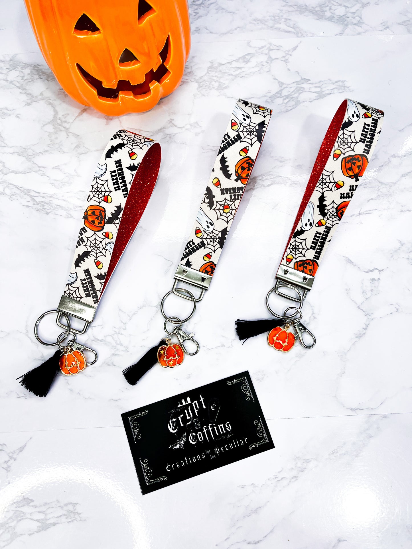 Happy Halloween | Faux Leather Keychain Wristlet