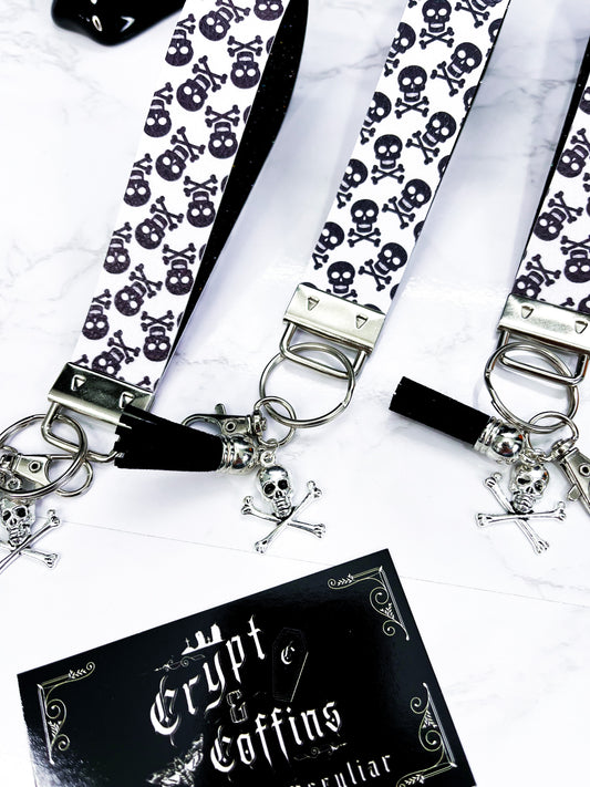 Skull + Crossbones | Faux Leather Keychain Wristlet