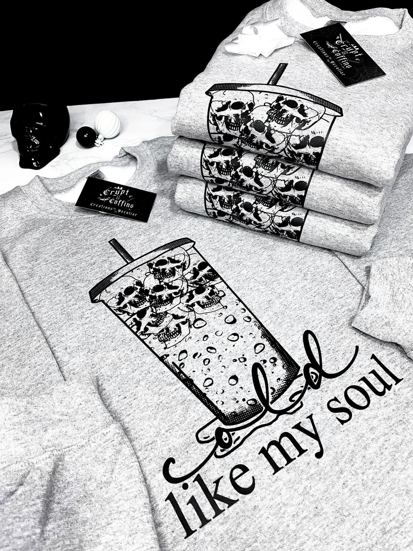 Ice Cold Like My Soul | Gray Crewneck Sweater